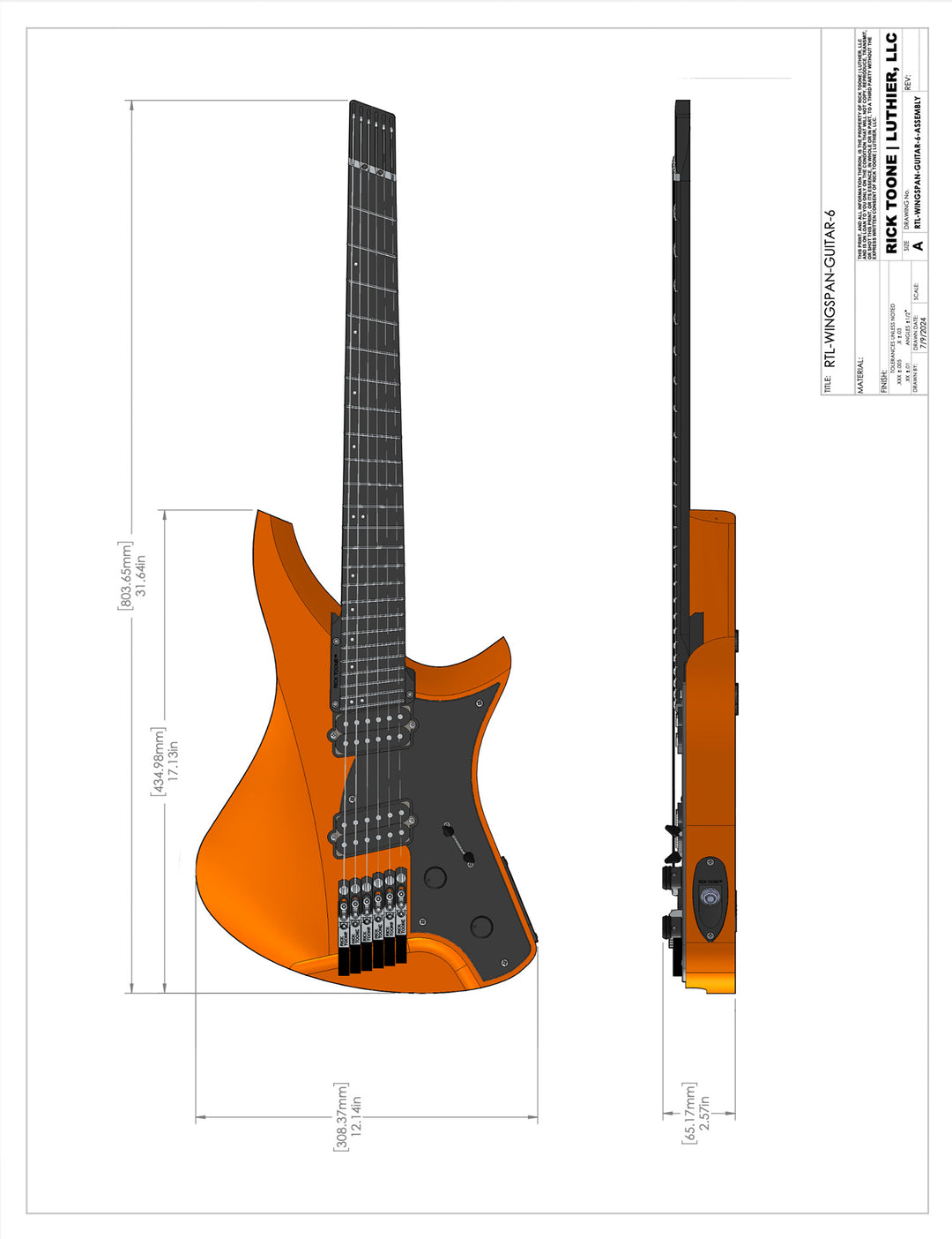 Wingspan™ 6 Guitar By Rick Toone – Aluminati Guitars